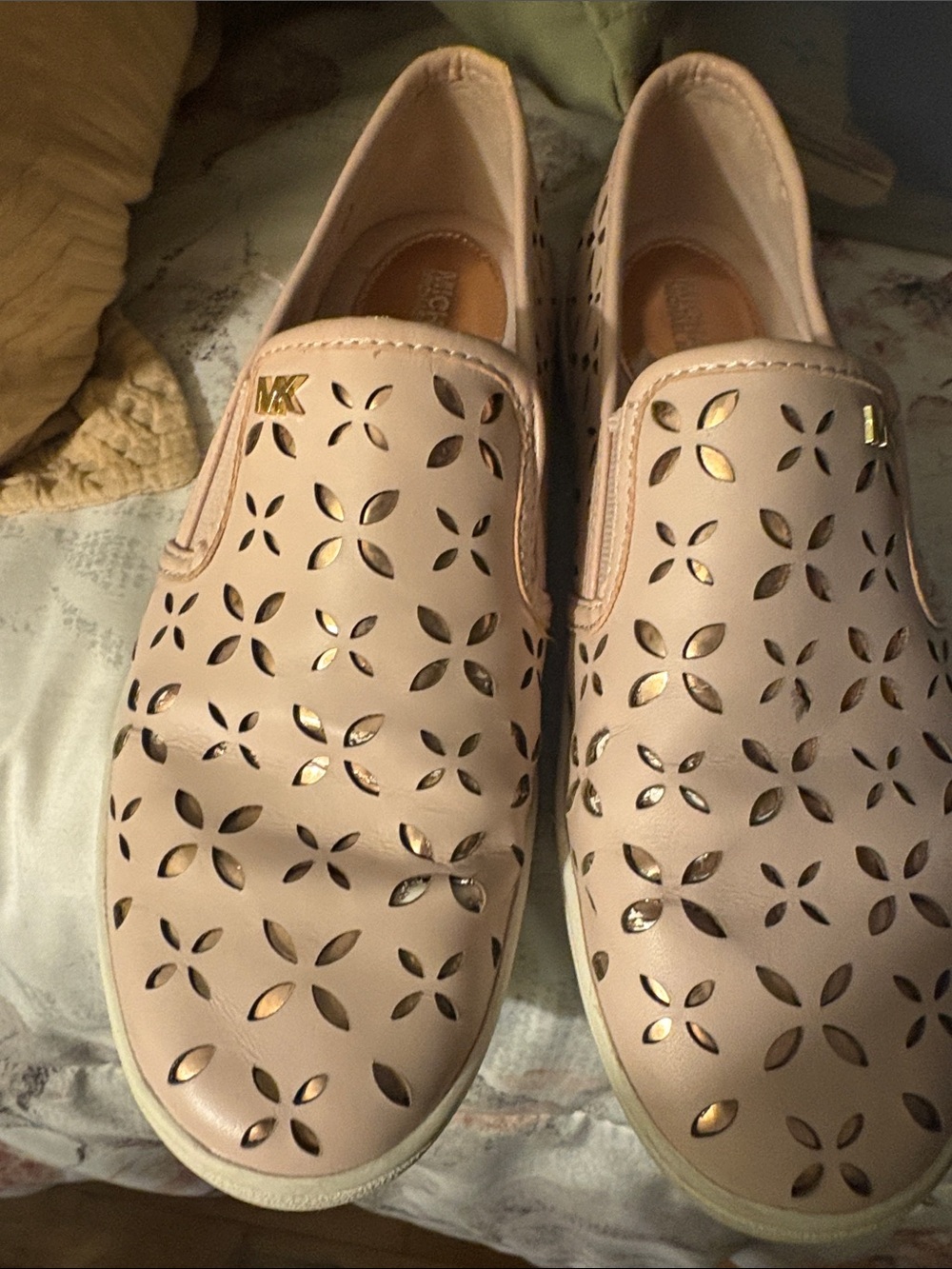 Michael Kors Blush Pink Perforated Slip-On Sneakers